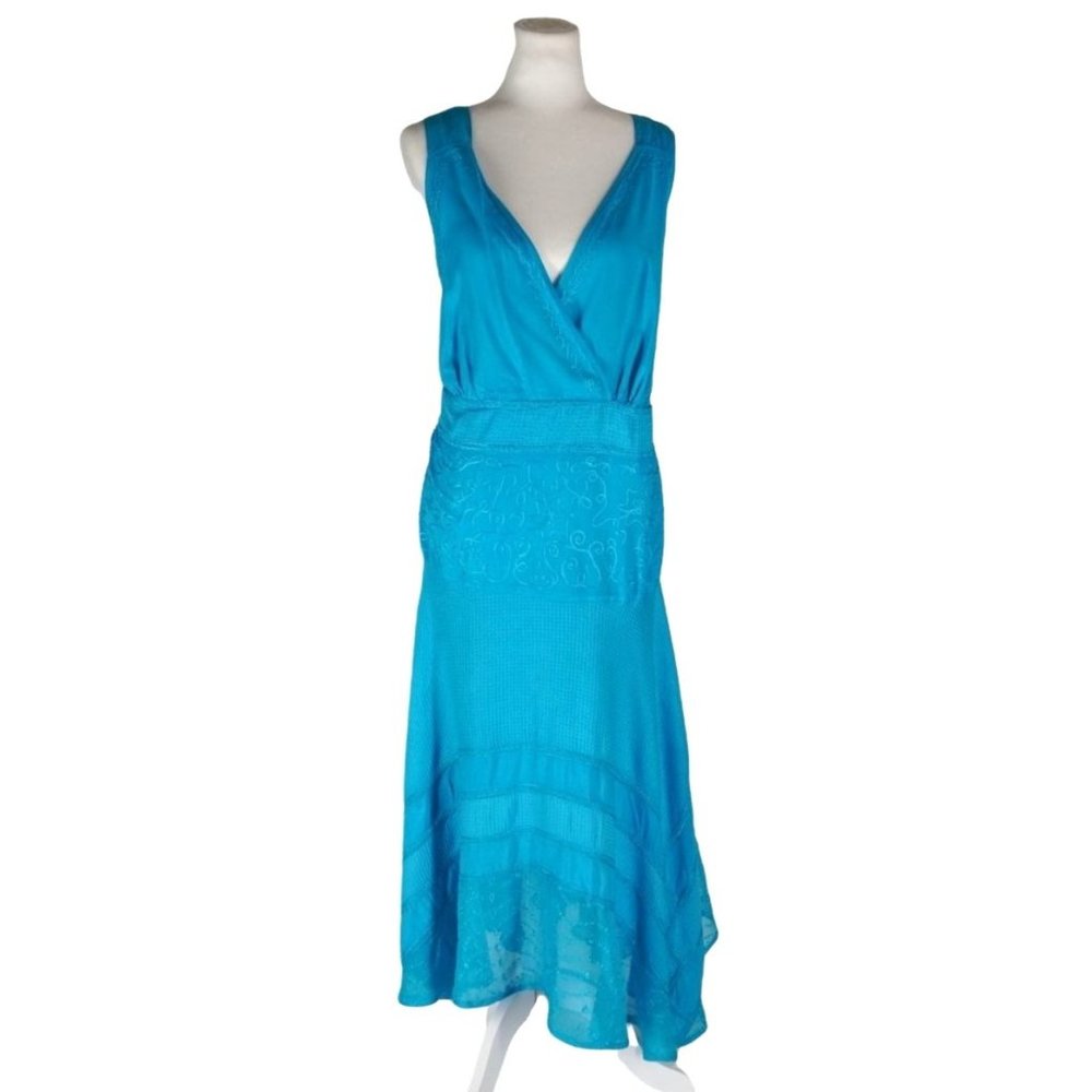 Added Dimensions Dress for Catherines Size 1X Blue Boho Hippie Midi Maxi